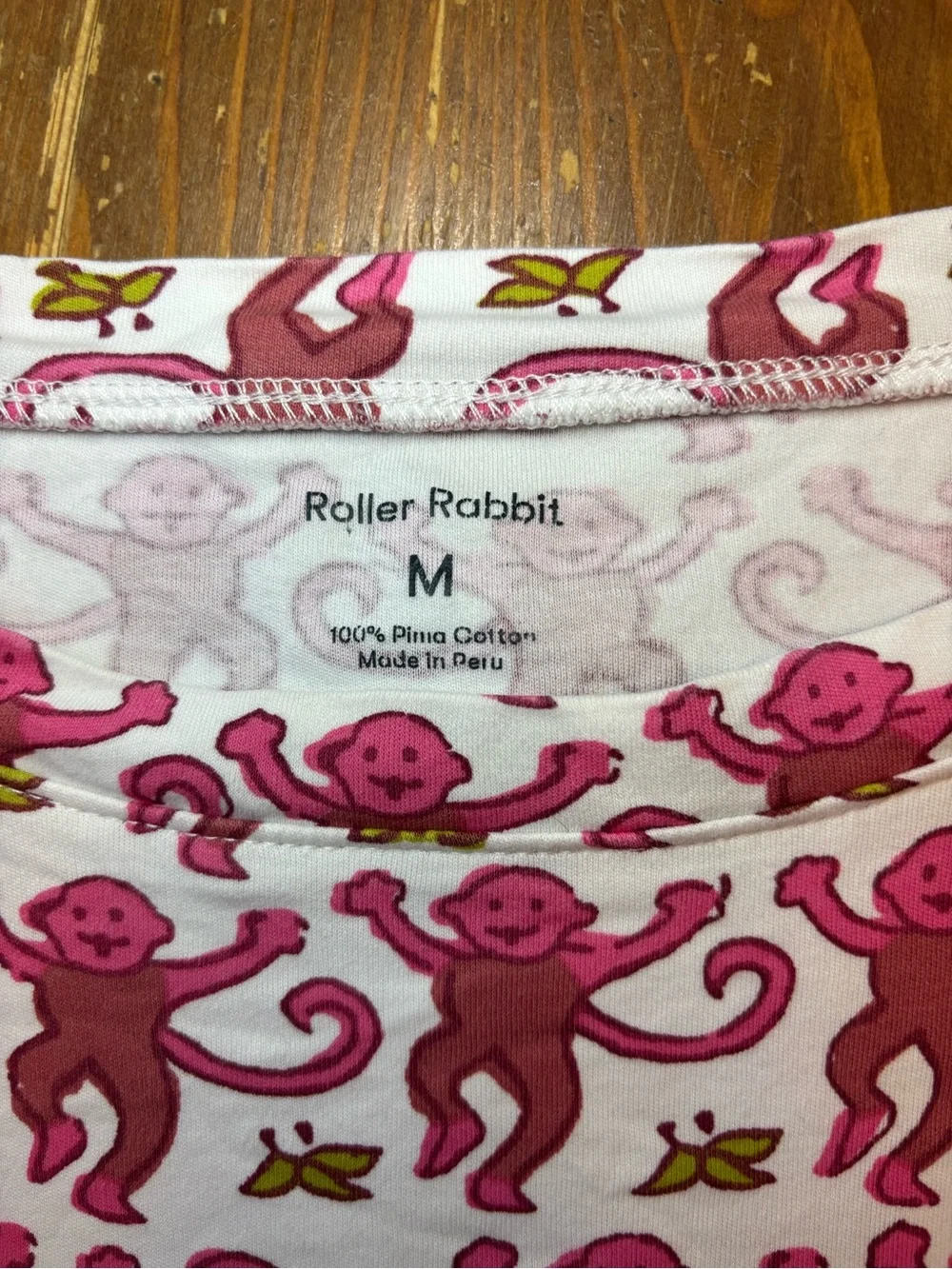 Roller Rabbit monkey print two piece set. Medium. 100% Pima cotton